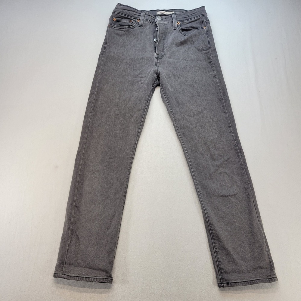 Levis Wedgie Straight Jeans Womens 28 Gray High Rise Button Fly
